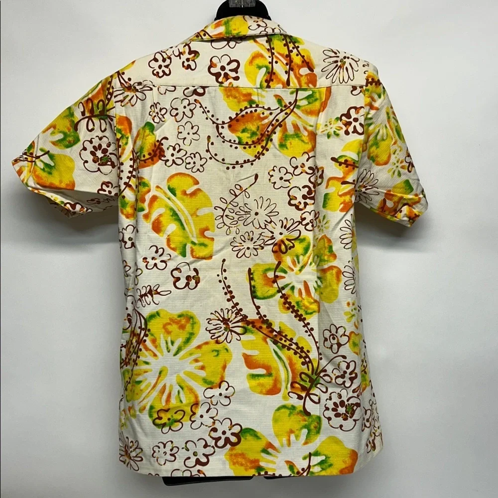 Take of Waikiki Floral ShirT small men’s 100% cotton zipper vintage Hawaiian